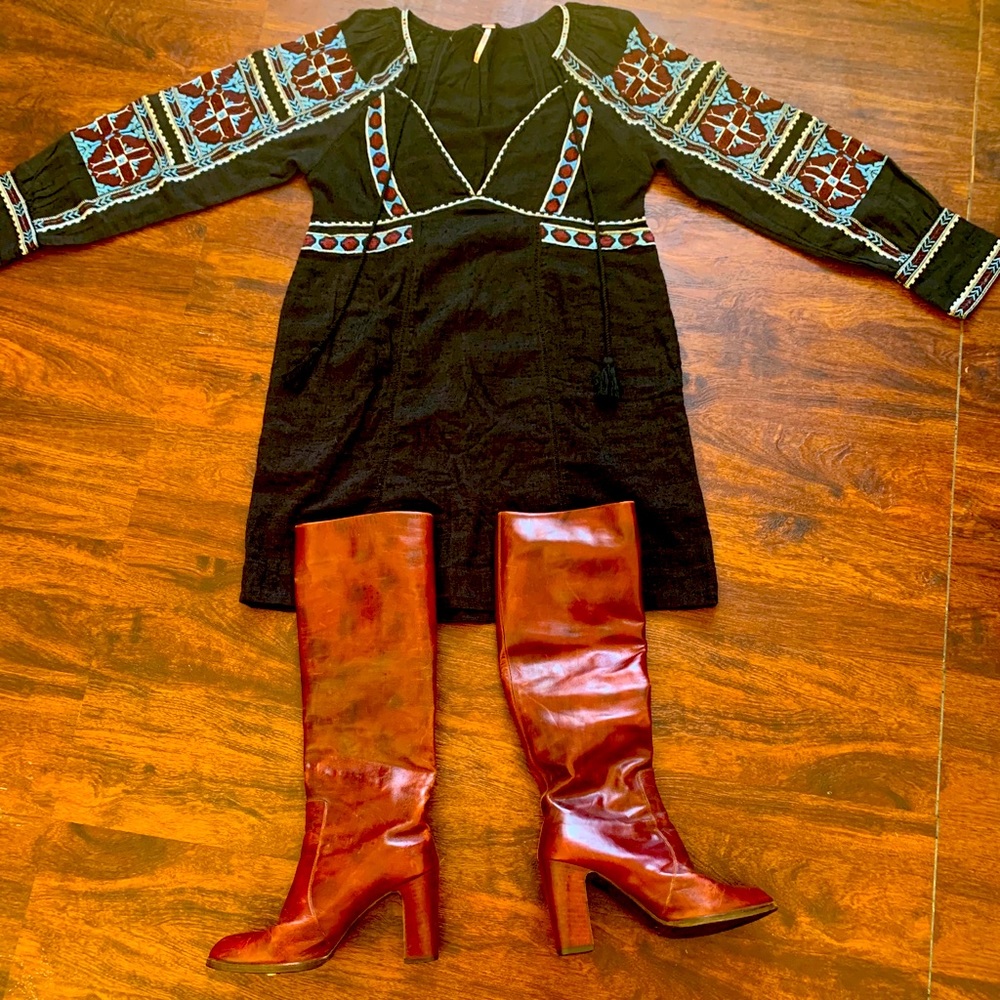 Free people top dress and boots
